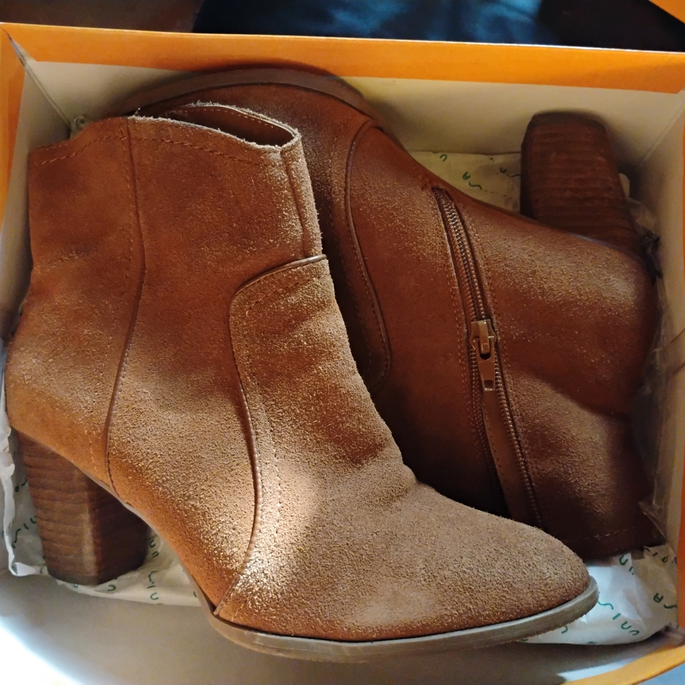 Unisa Brown Ankle Booties with Western Flair